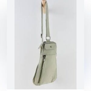 Free People Leather Crossbody Bag in Sage Green